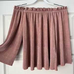 Anthropologie pink off the shoulder blouse (size: M)